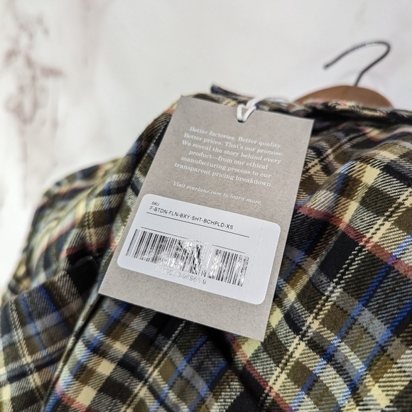 Everlane Shirt Womens Brown Flannel Boxy Plaid Button Up Pockets - Picture 12 of 15